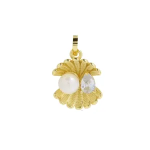 Gold Seashell Clam Charm For Charm Necklace & Bracelet