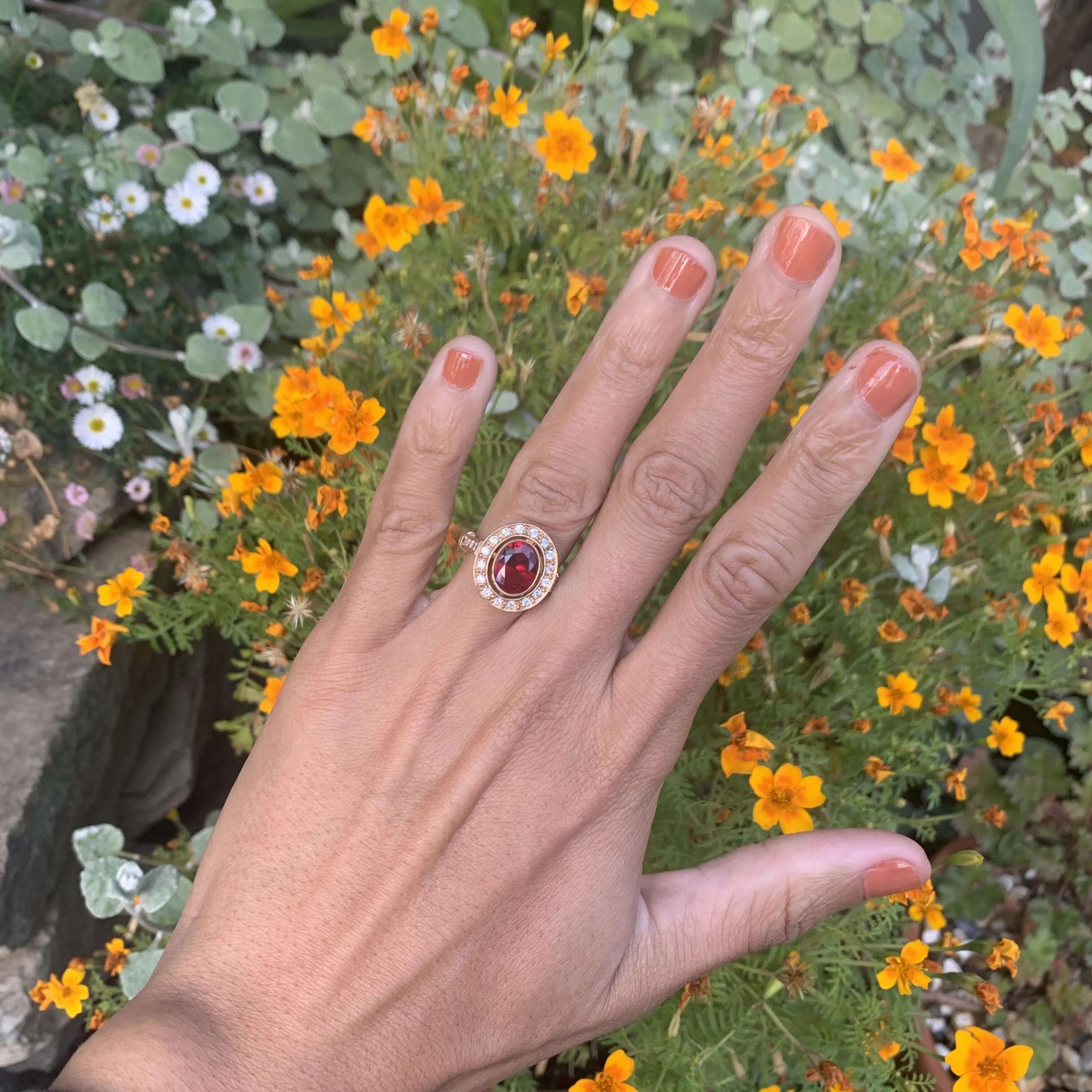 Gold Victorian Ruby Ring, Oval Ruby Vintage Ring, July Birthstone Ring