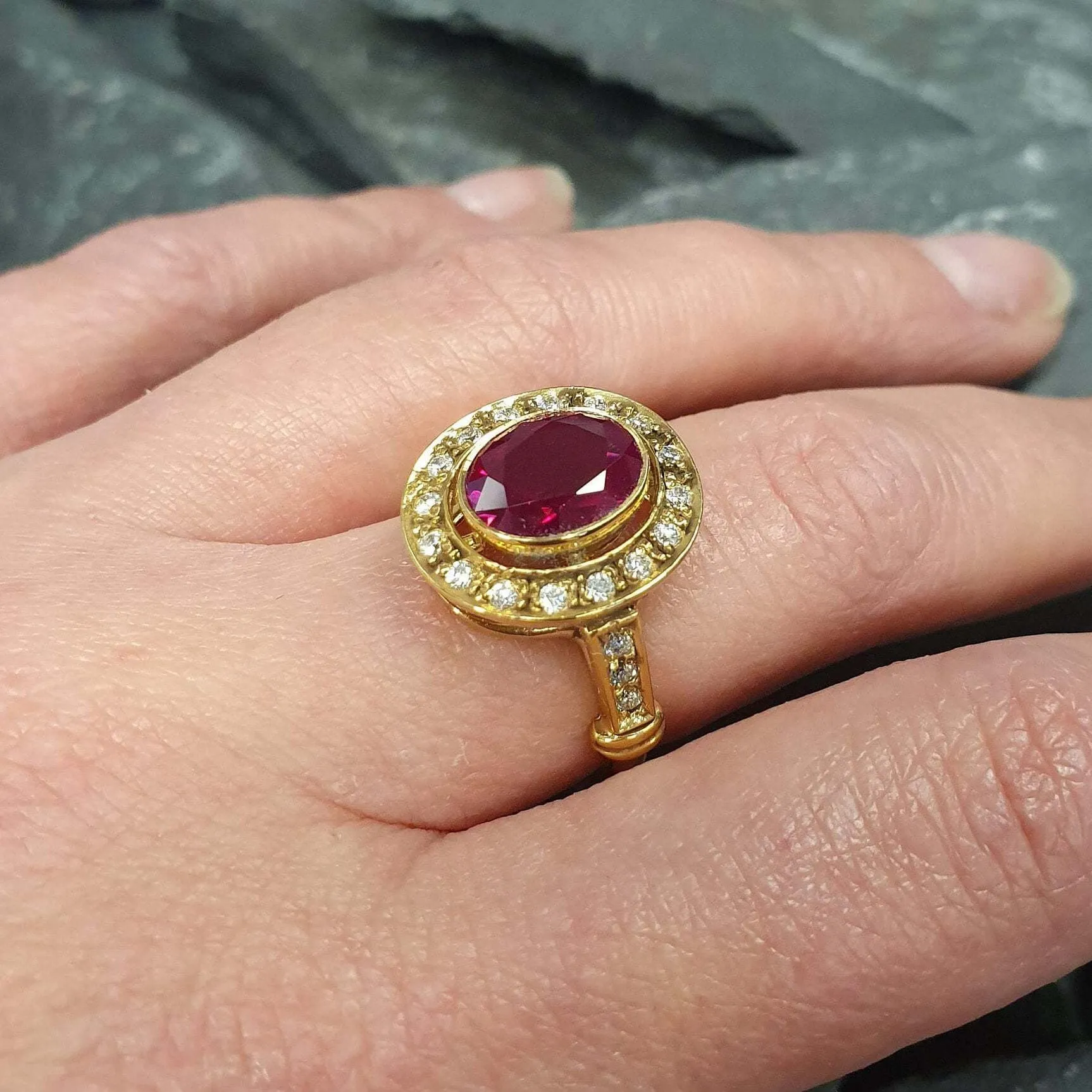 Gold Victorian Ruby Ring, Oval Ruby Vintage Ring, July Birthstone Ring