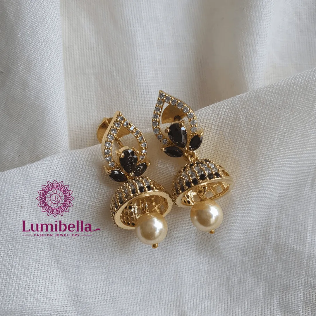 Gold Zircon Jhumki Designs