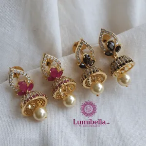 Gold Zircon Jhumki Designs