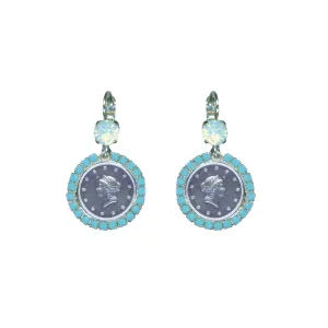 Halo Medallion Drop Leverback Earring in "Aegean Coast" - Rhodium