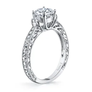 Hand Engraved Perfect Profile Diamond Ring Style 18RGL0001DCZ