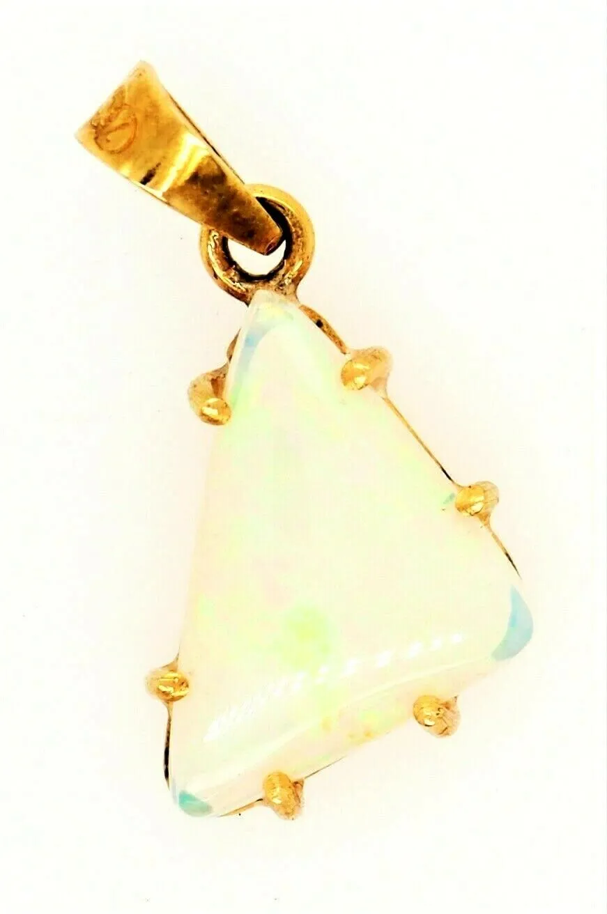 Handmade 18ct Yellow Gold & Opal Pendant Fine Jewellery Blue & Green Flash