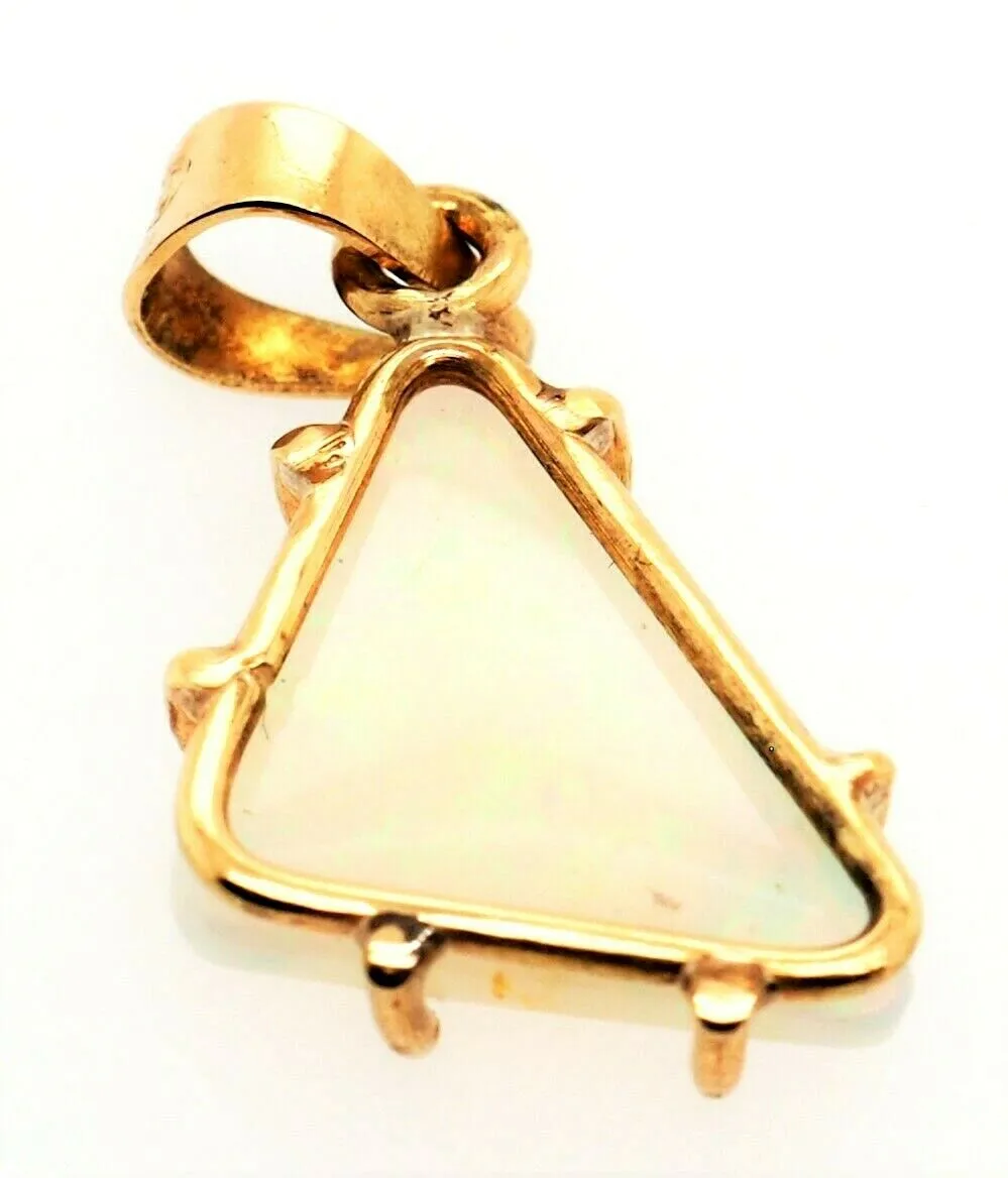 Handmade 18ct Yellow Gold & Opal Pendant Fine Jewellery Blue & Green Flash