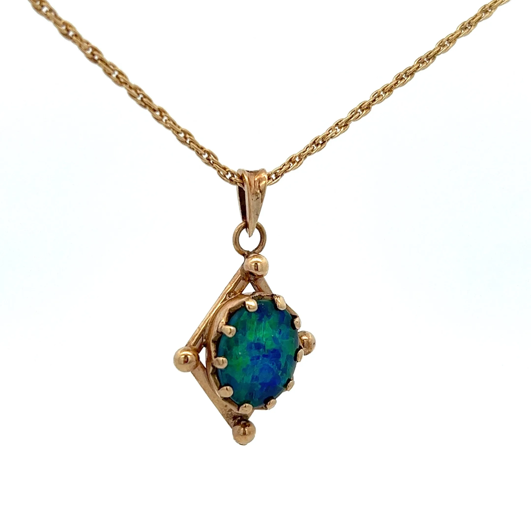 Handmade Opal Yellow Gold Pendant