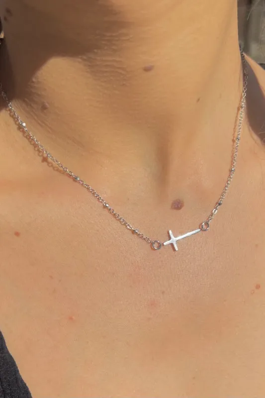 heavenly cross choker - silver