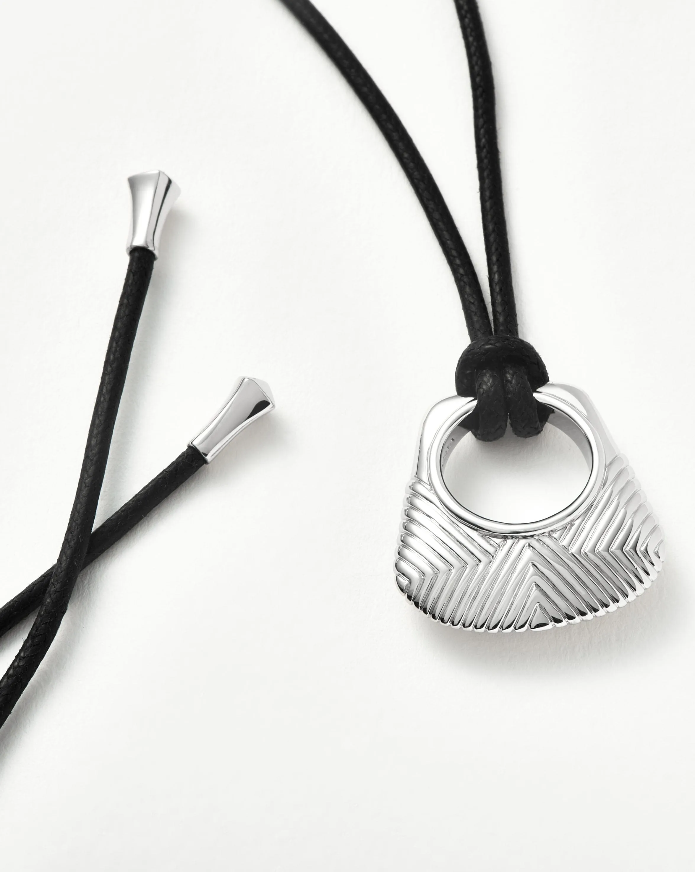 Hera Ridge Pendant Cord Necklace | Silver Plated