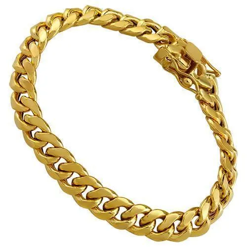 Hollow Cuban Link Bracelet in 14k Yellow Gold 8mm