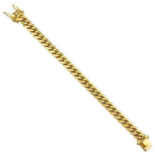 Hollow Cuban Link Bracelet in 14k Yellow Gold 8mm