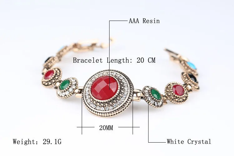 Indian Jewelry Hot New Fashion Bracelets For Women Round 7 Colour Resin 18K Gold Bracelet Love Crystal Gift