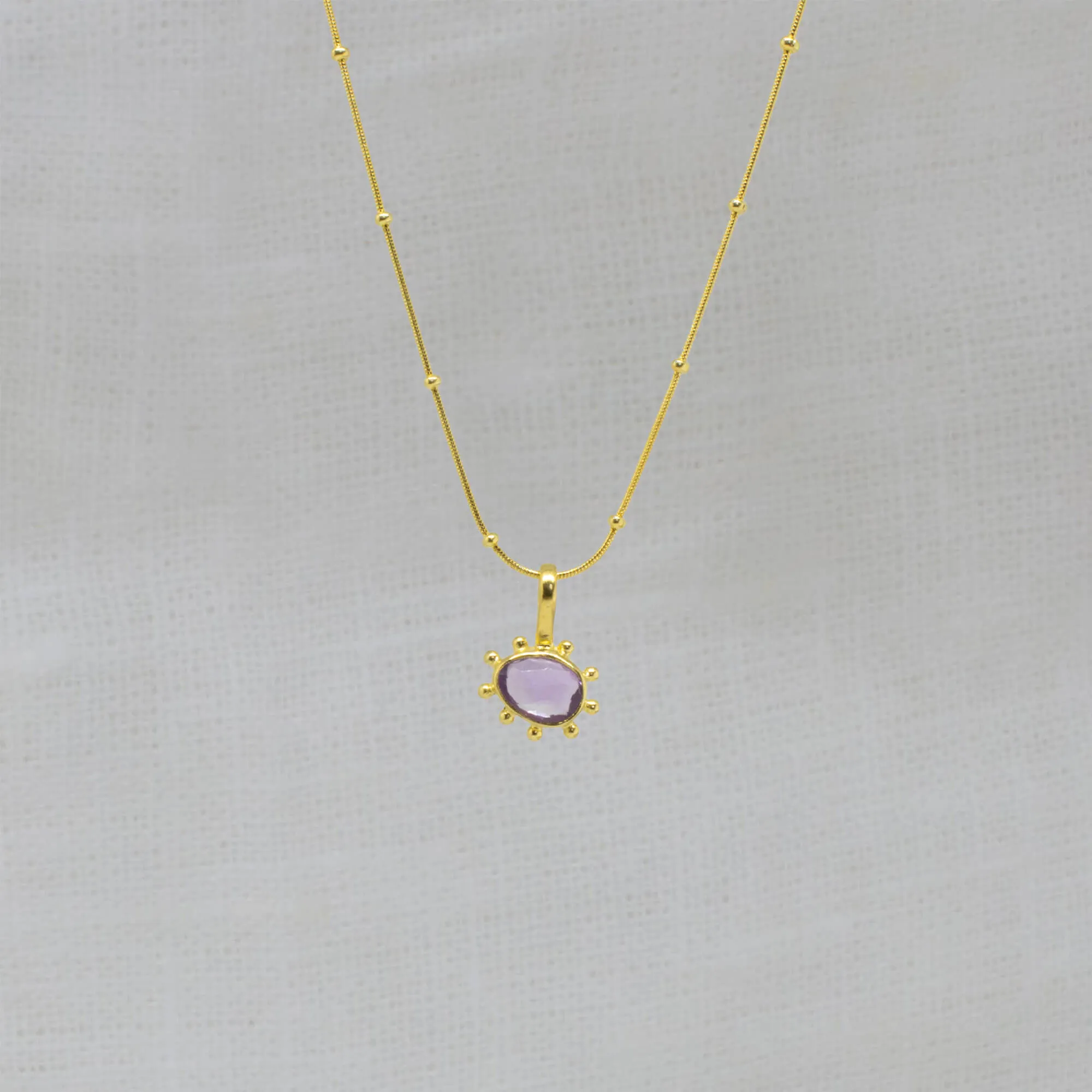 Irregular Gemstone Organic Dot Work Pendant Necklace