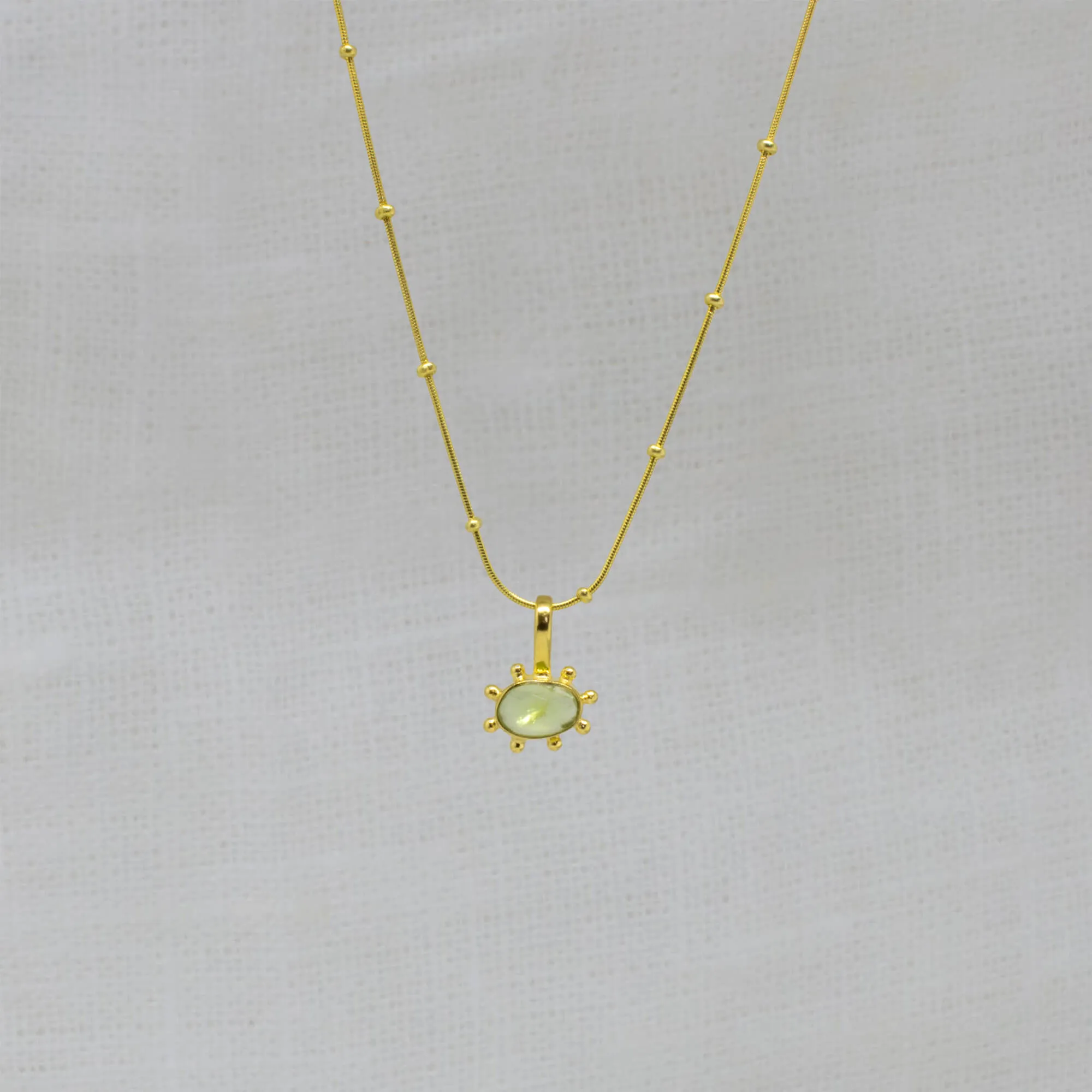 Irregular Gemstone Organic Dot Work Pendant Necklace