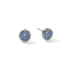 John Hardy Essential pave blue sapphire post earring