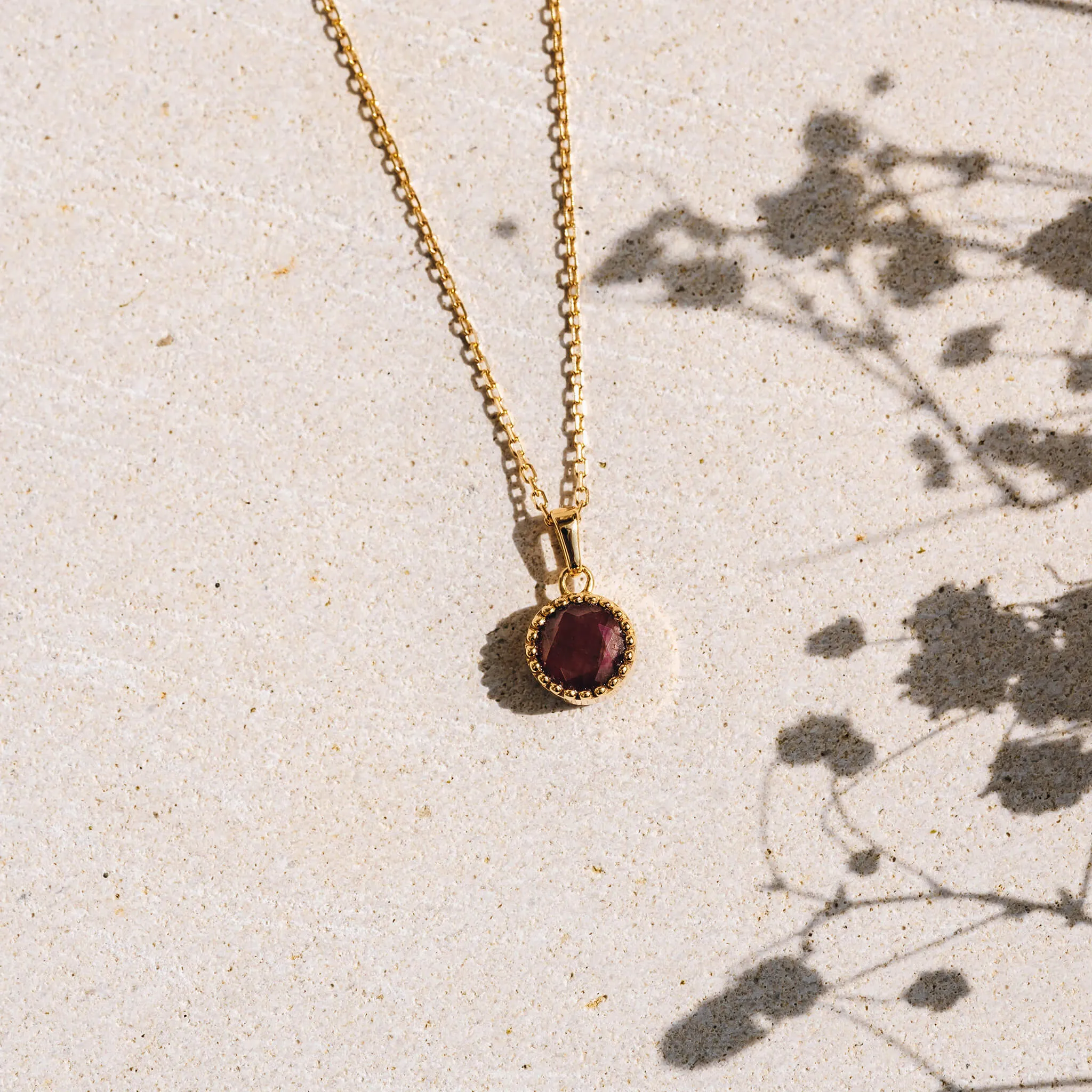 July Birthstone Necklace - Opaque Ruby