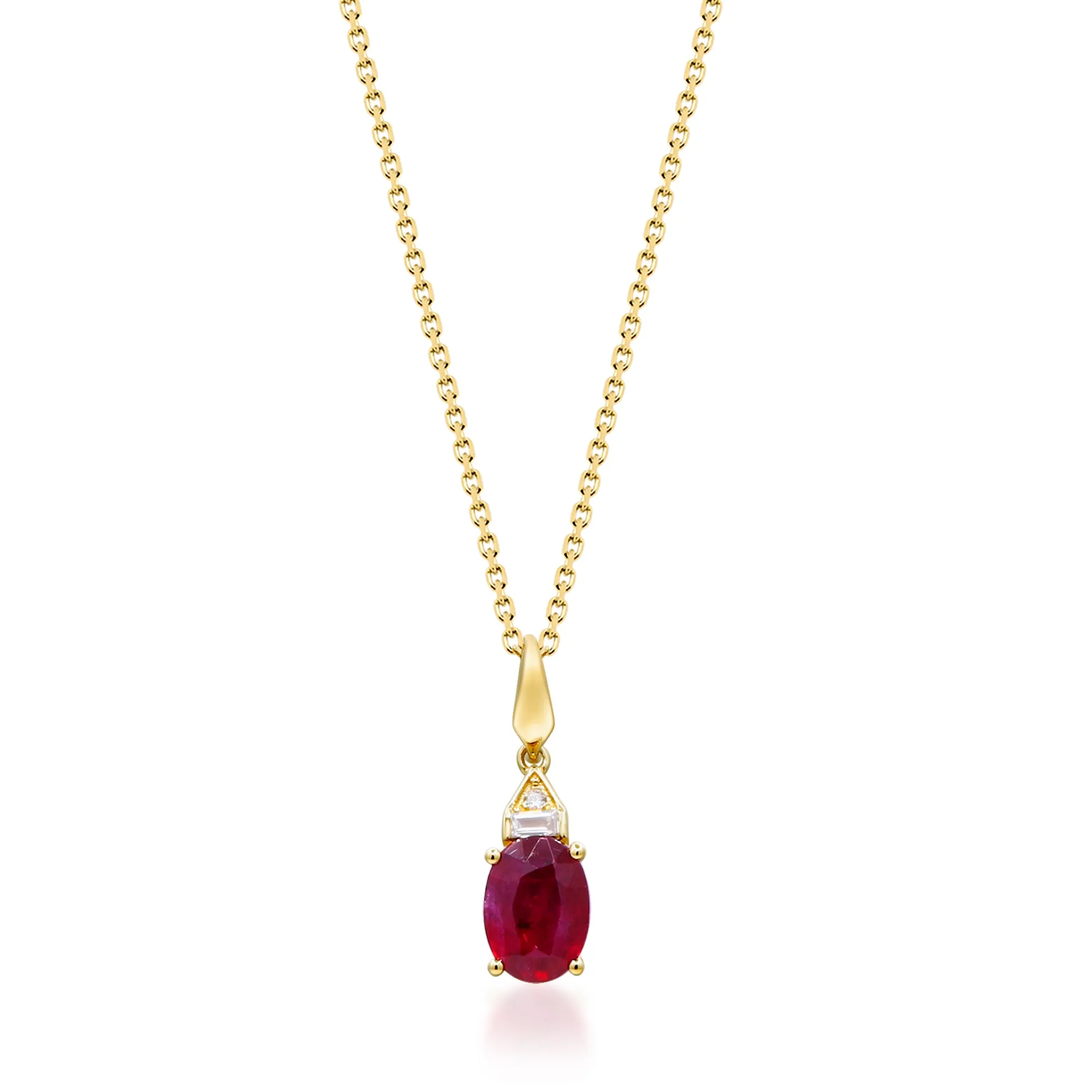 Kiara 10K Yellow Gold Oval-Cut Mozambique Ruby Pendant