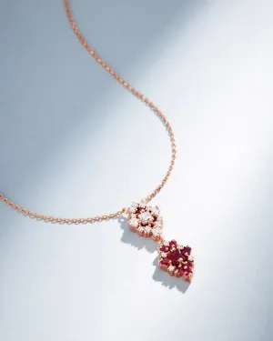 La Fantaisie Double Star Diamond & Ruby Pendant