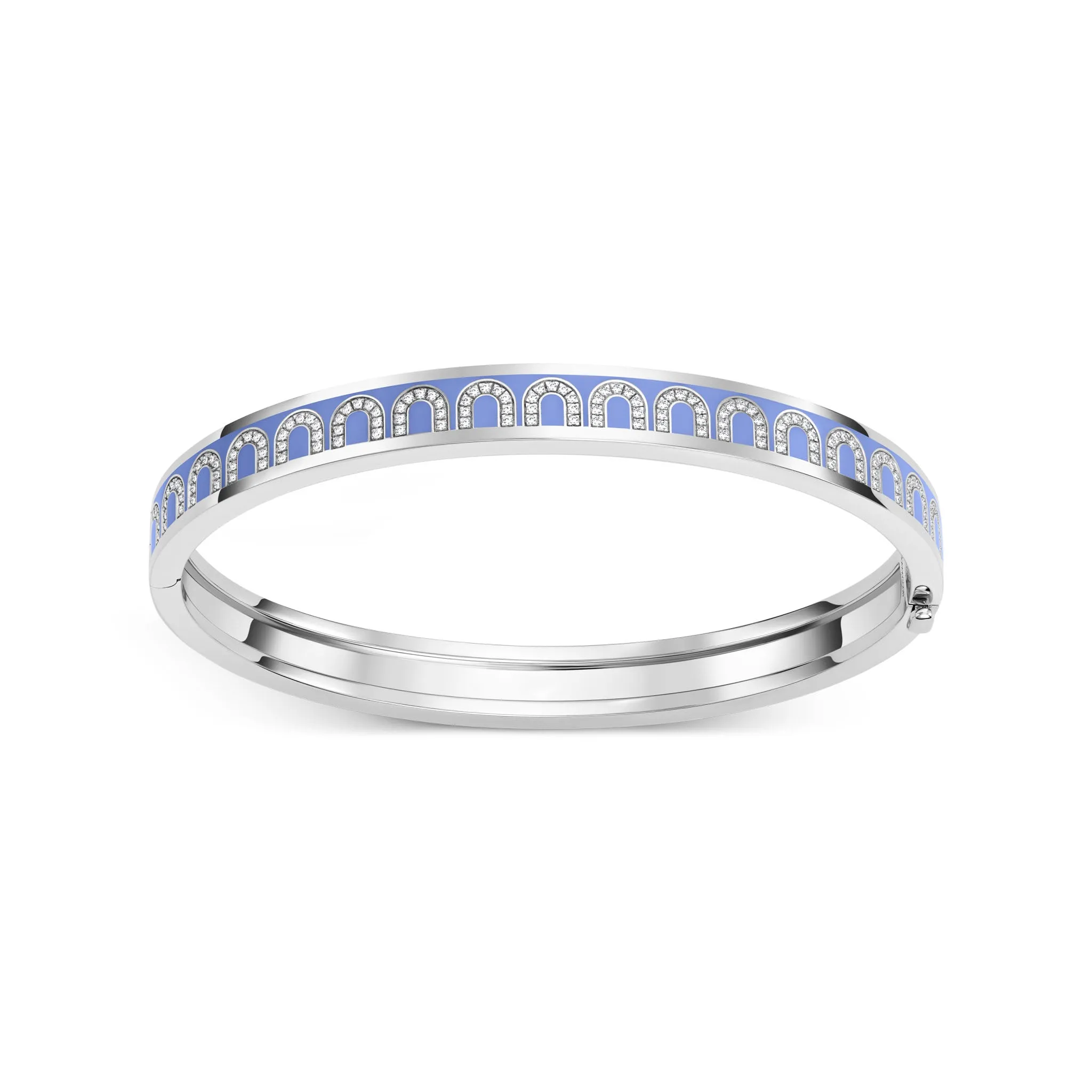 L'Arc de DAVIDOR Bangle PM, 18k White Gold with Lacquered Ceramic and Arcade Diamonds