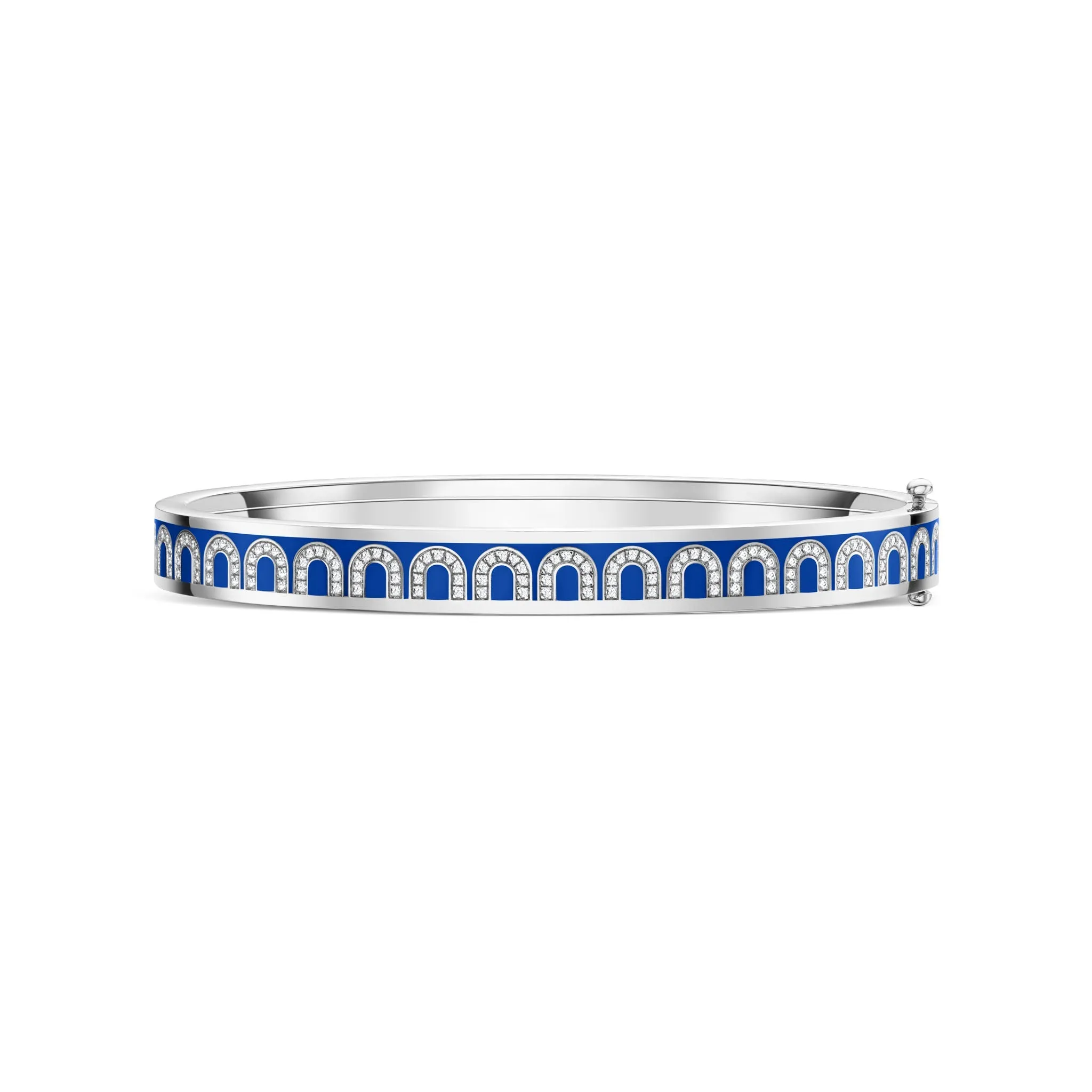 L'Arc de DAVIDOR Bangle PM, 18k White Gold with Lacquered Ceramic and Arcade Diamonds