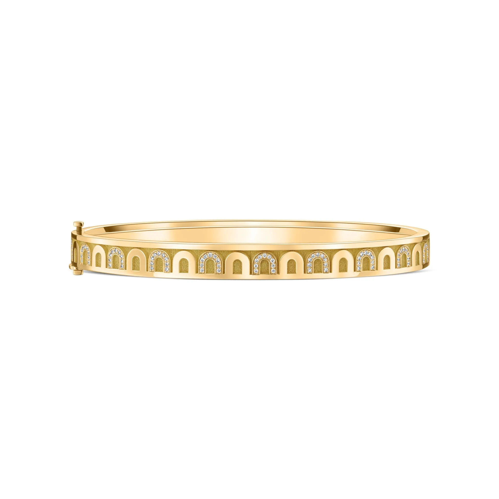 L'Arc de DAVIDOR Bangle PM, 18k Yellow Gold with Satin Finish and Colonnato Diamonds