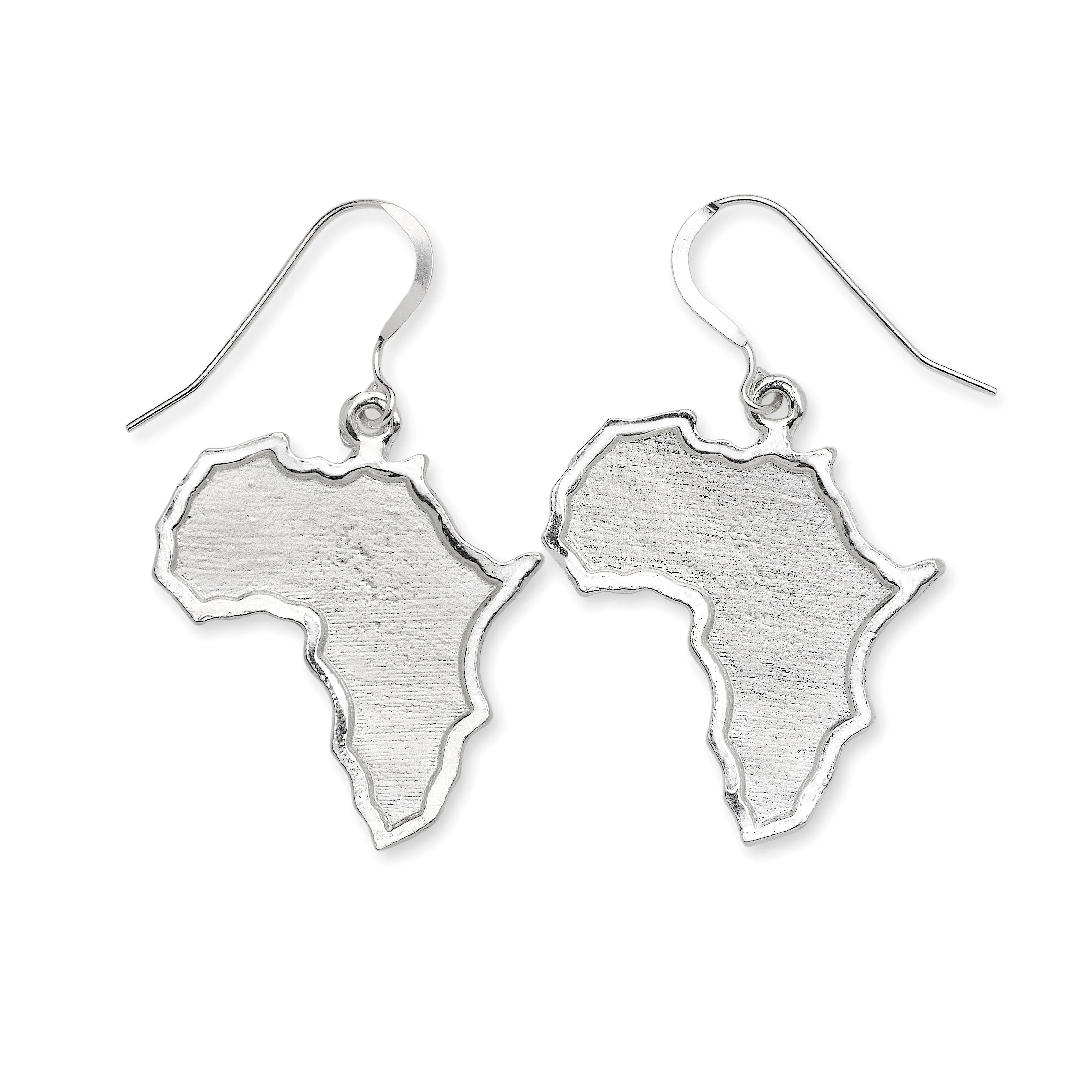 Large African Map Earrings .925 Sterling Silver, 7 gr.