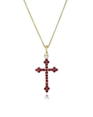 Large Ruby Gothic Cross Pendant