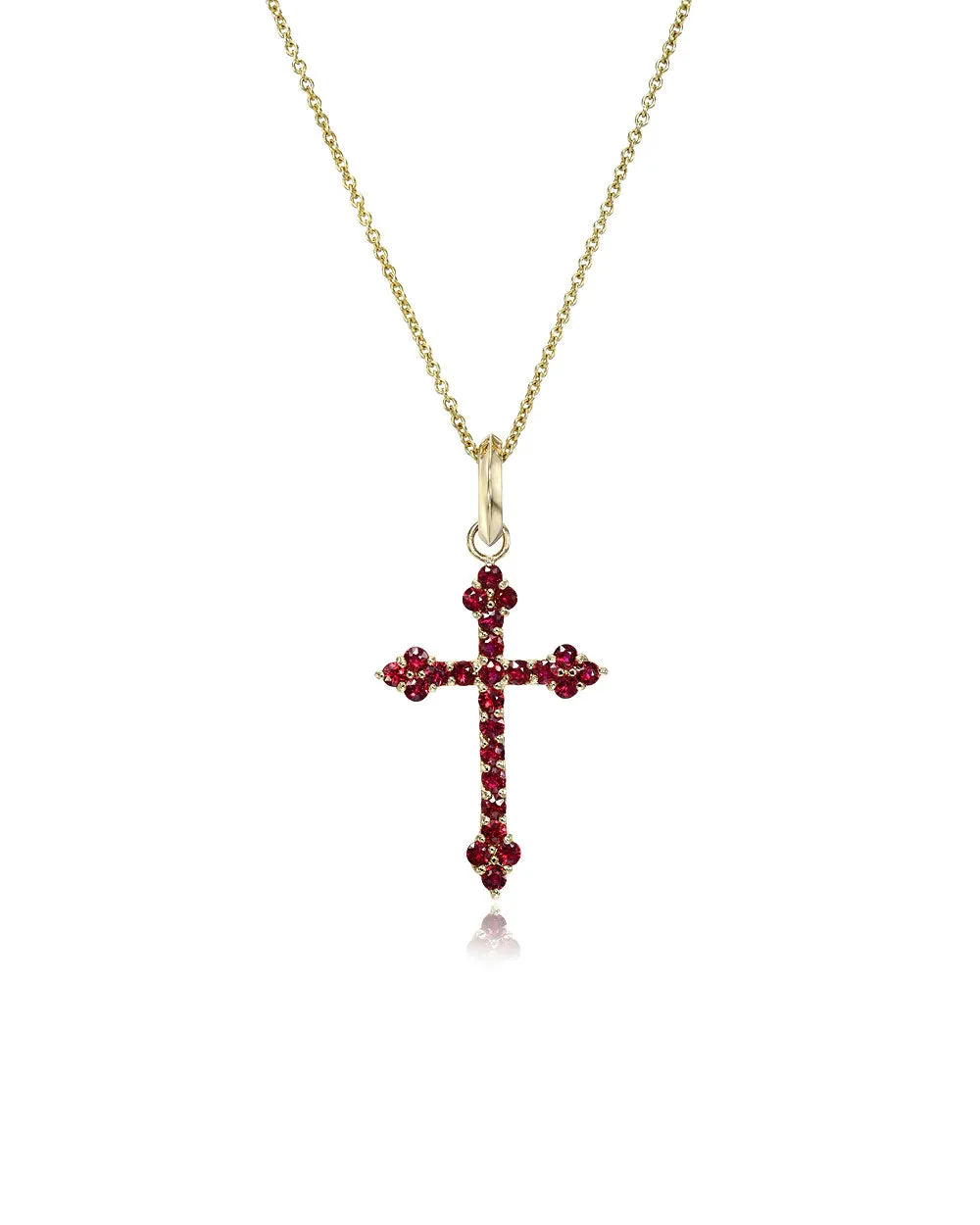 Large Ruby Gothic Cross Pendant