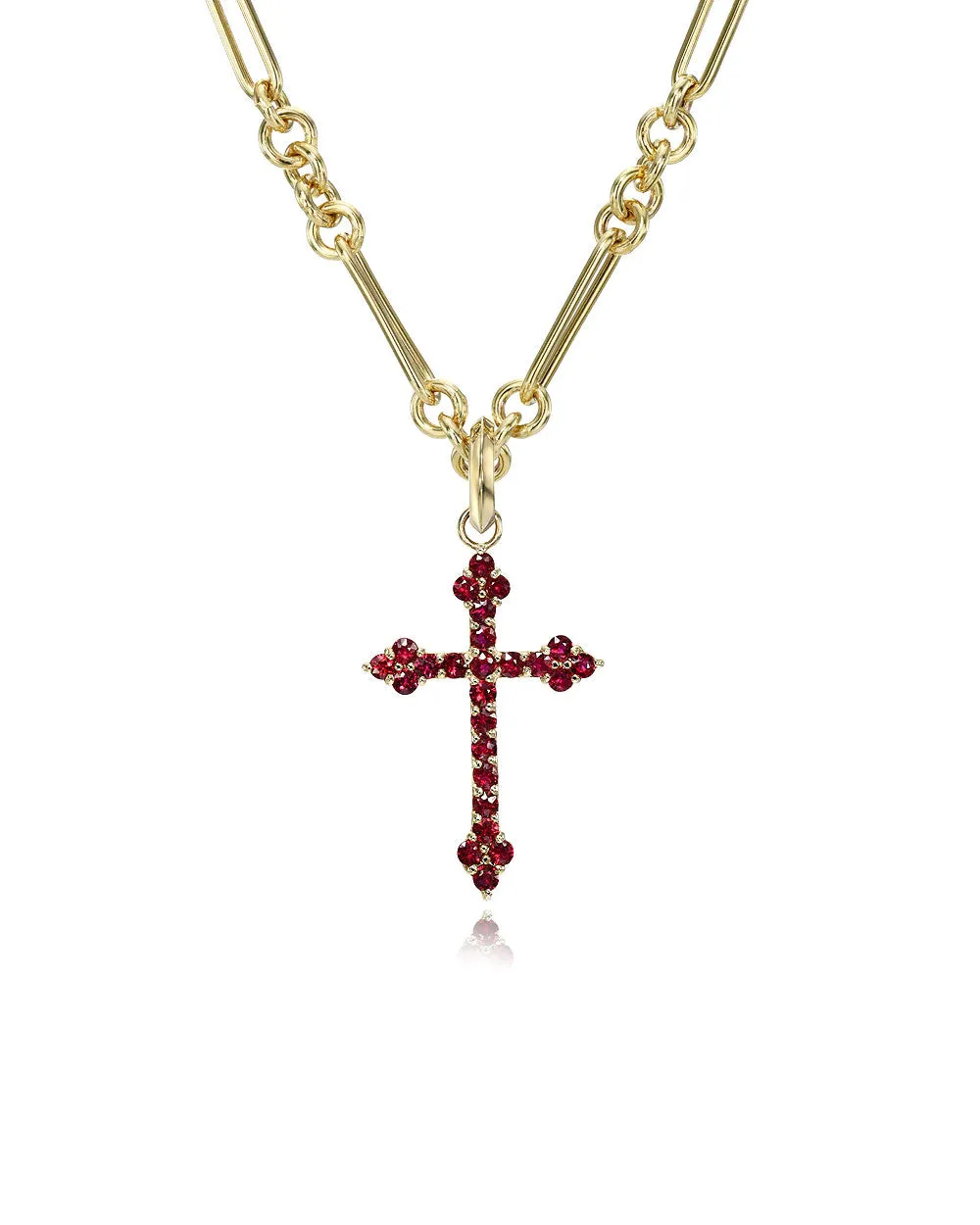 Large Ruby Gothic Cross Pendant