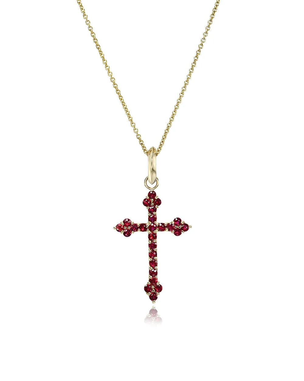 Large Ruby Gothic Cross Pendant