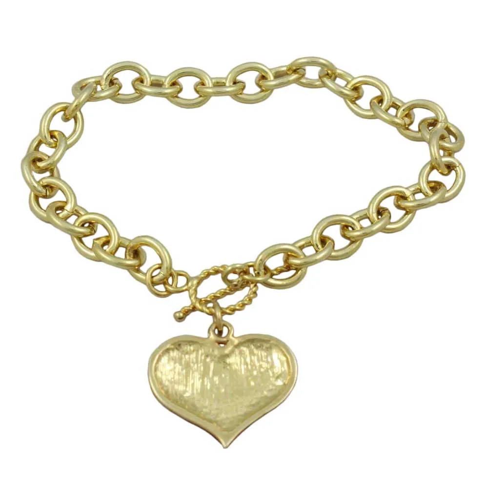 Link Bracelet with Red Enamel and Crystal Heart Charm - PT330B