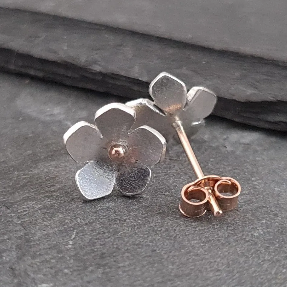 Little Blossom 9ct Gold & Sterling Silver Earrings