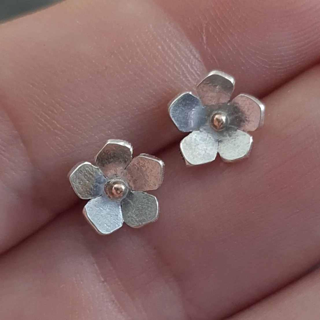 Little Blossom 9ct Gold & Sterling Silver Earrings