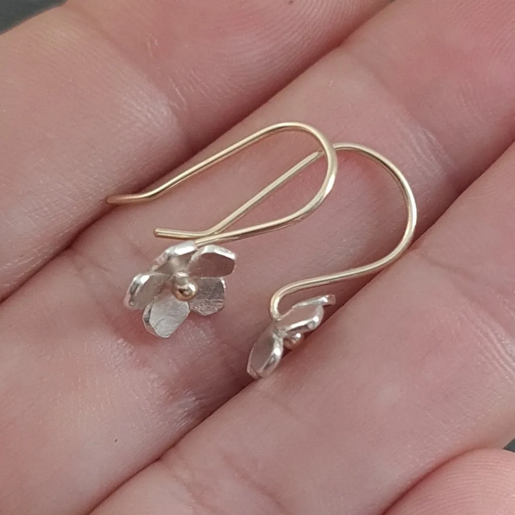 Little Blossom 9ct Gold & Sterling Silver Earrings