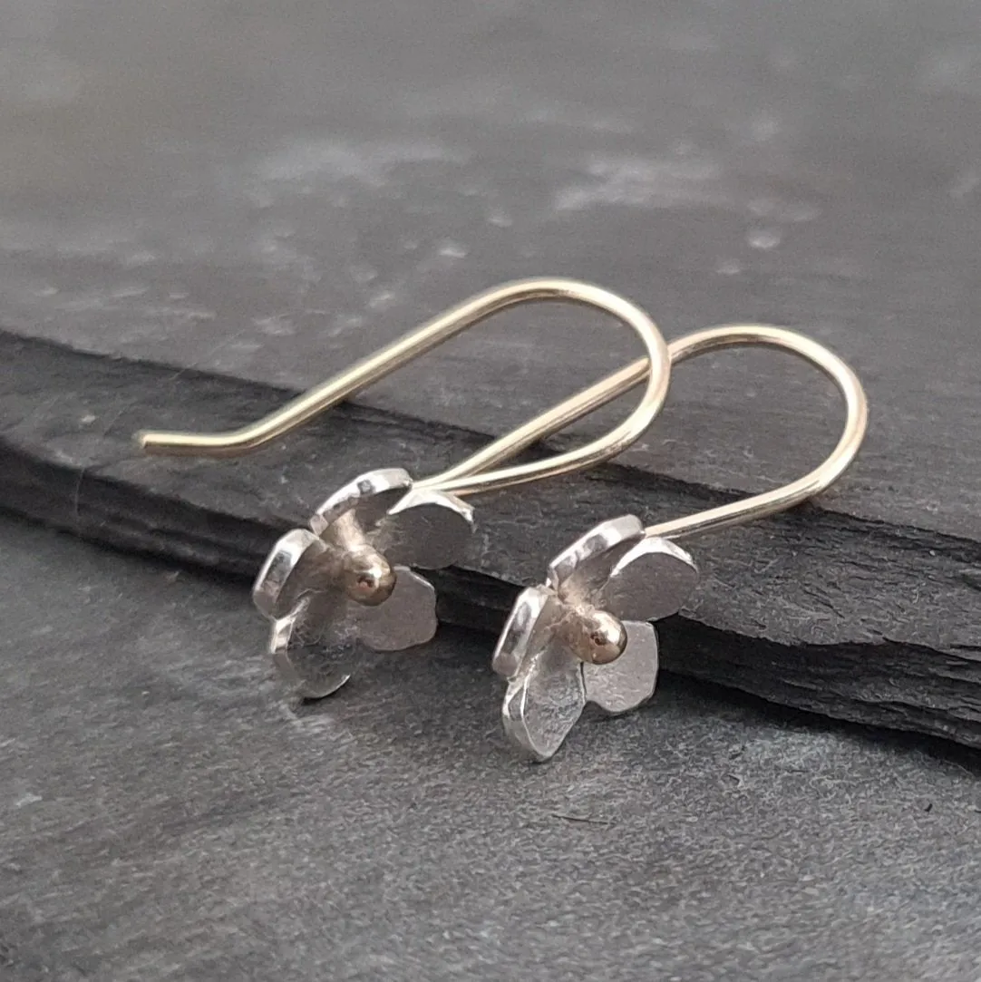 Little Blossom 9ct Gold & Sterling Silver Earrings