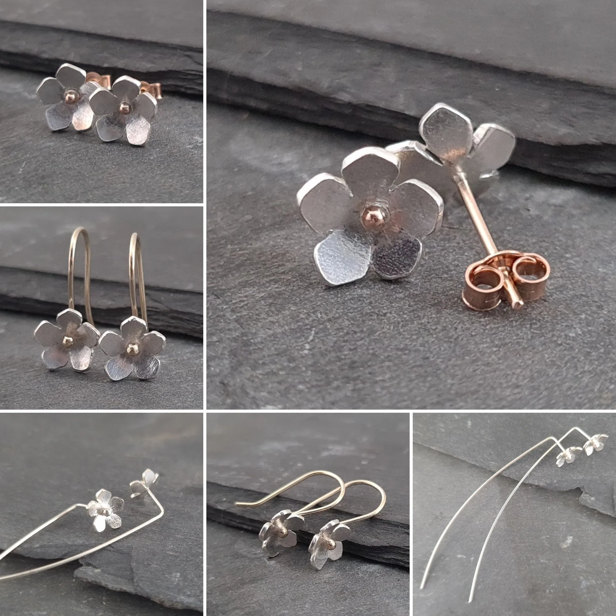 Little Blossom 9ct Gold & Sterling Silver Earrings