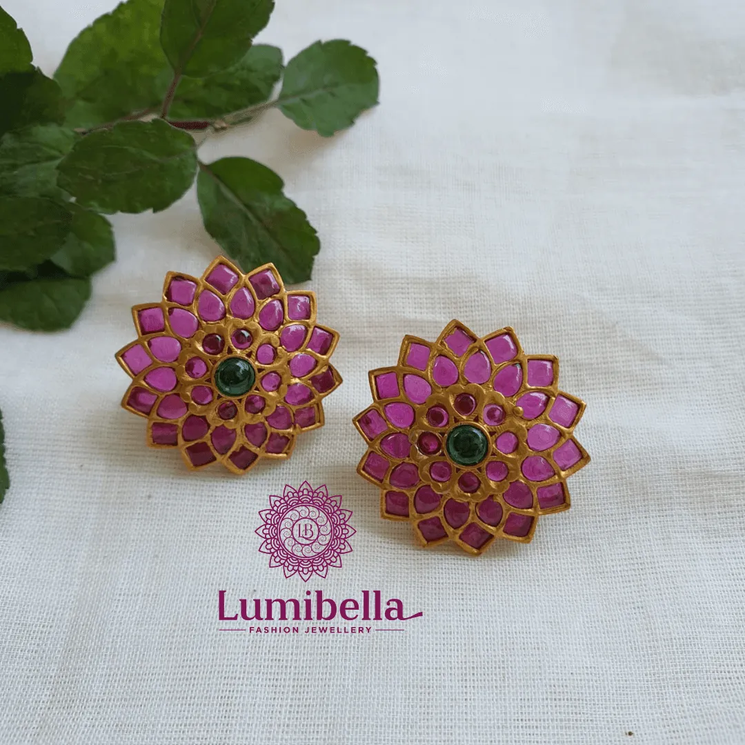 Lotus Kemp Stud Round Earrings