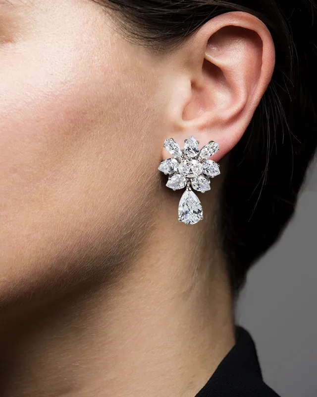 Marquise and Pear CZ Cluster Earrings