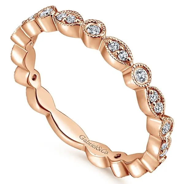 Marquise Shaped Round Diamond Ring 14K Rose Gold