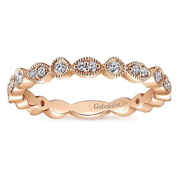 Marquise Shaped Round Diamond Ring 14K Rose Gold