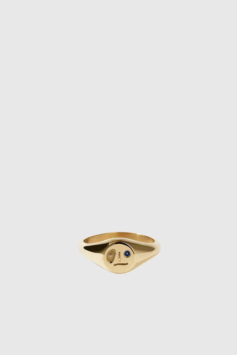 Miro Signet Ring - Gold Plated / Blue Sapphire