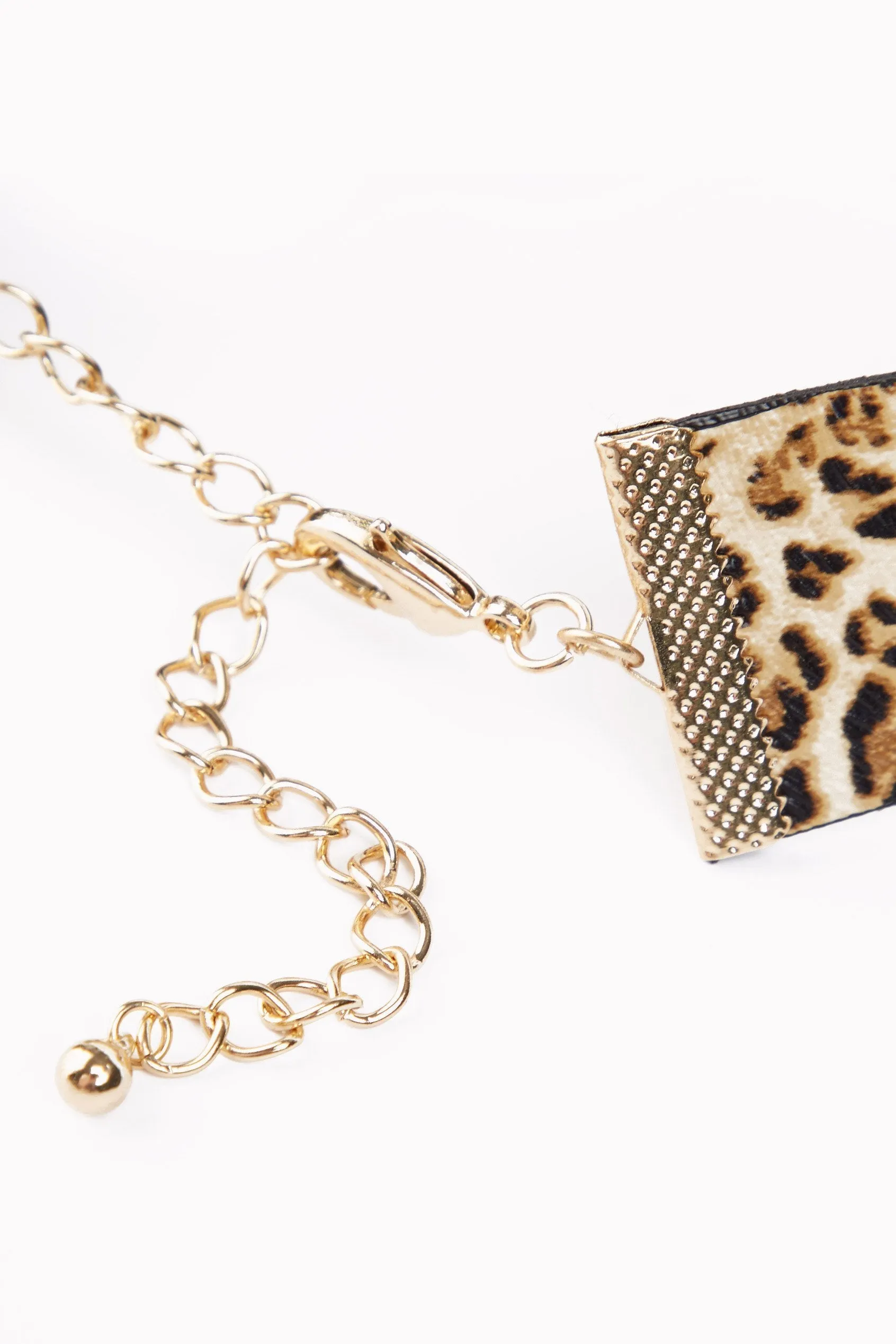 Multi/Gold Leopard Print Crystal Ring Choker