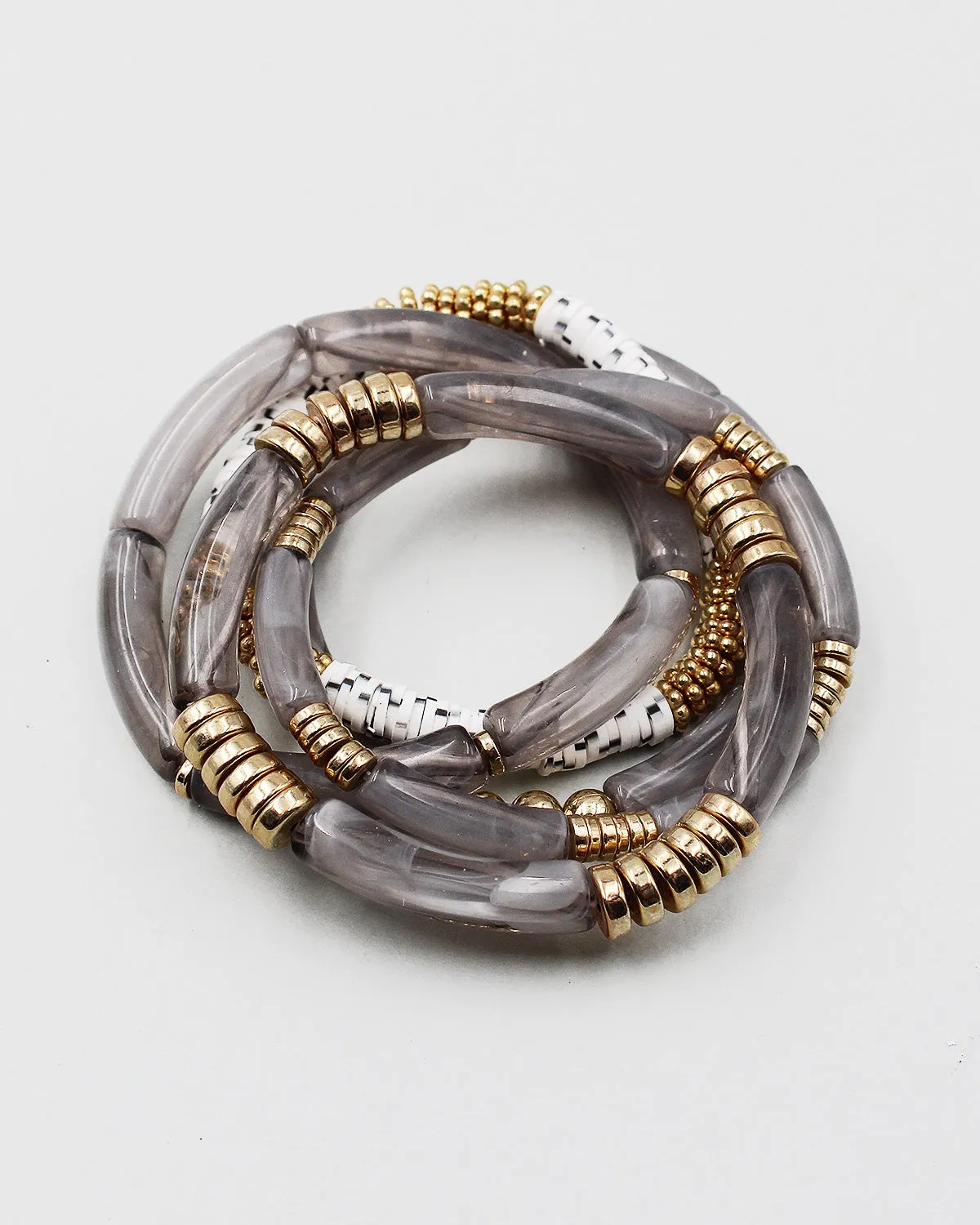 Multiple Layered Resin Stretch Bracelet Set