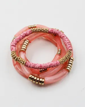 Multiple Layered Resin Stretch Bracelet Set