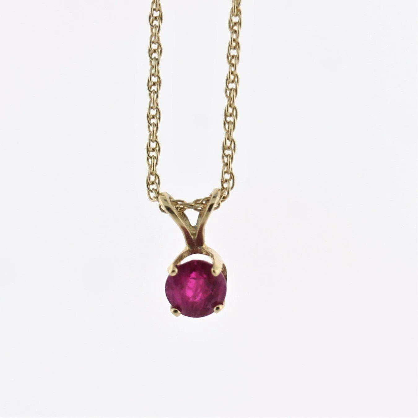 Natural Ruby Solitaire Necklace 14K Gold (5mm)