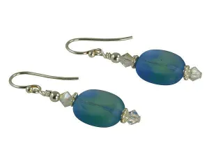 Ocean Blue Crystal Beaded Earrings