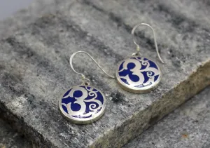 Om Round Sterling Silver Earrings