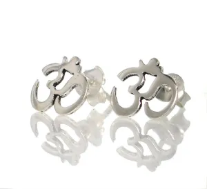 Om Sterling Silver Stud Earrings