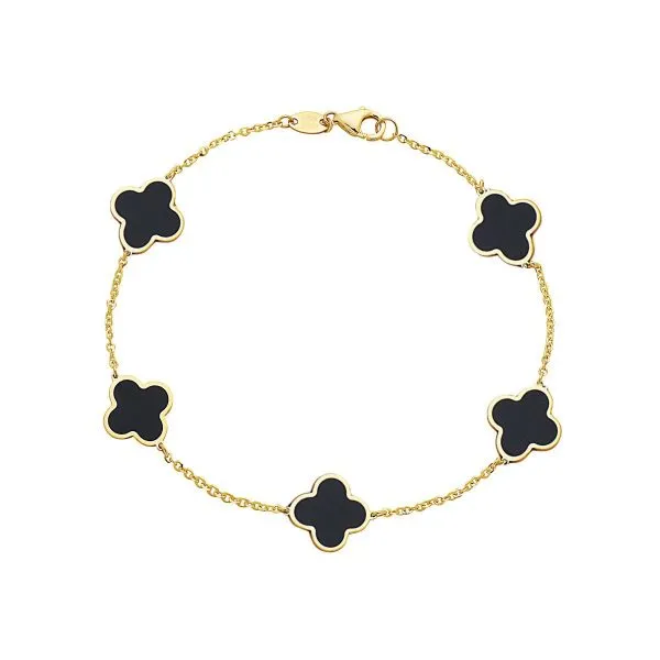 Onyx Clover Station Bracelet