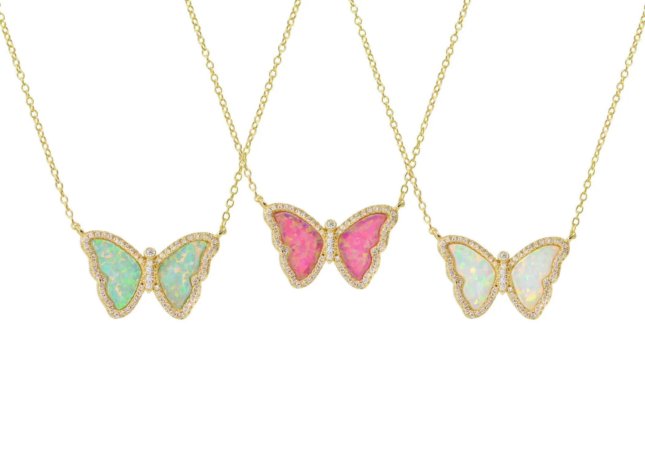 Opal Butterfly Necklace With Crystals