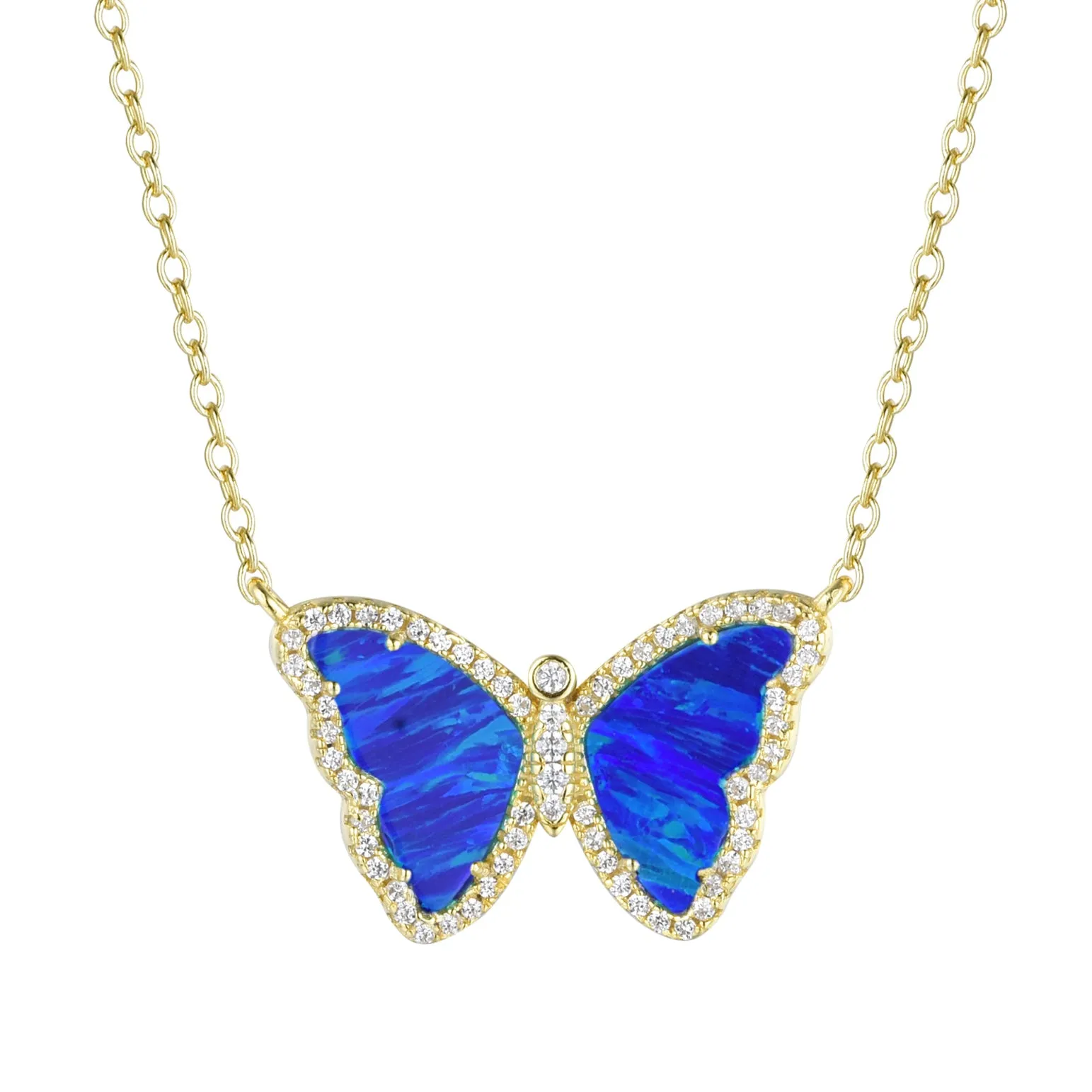 Opal Butterfly Necklace with Stripes